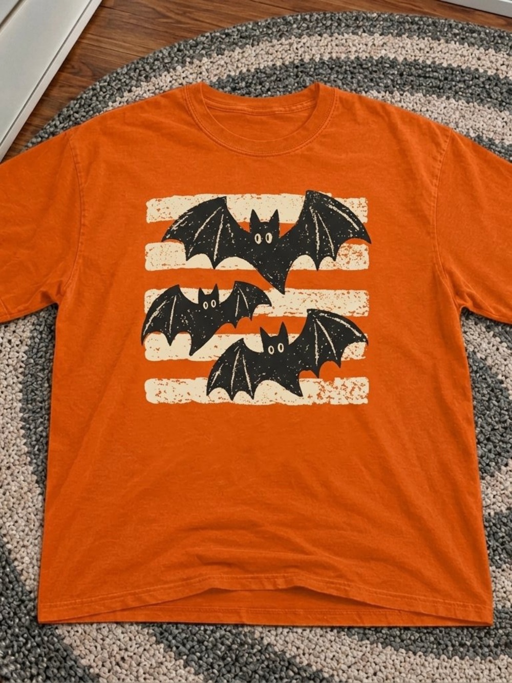Halloween Bats Orange Spooky Graphic Tee - Unisex Orange Shirt